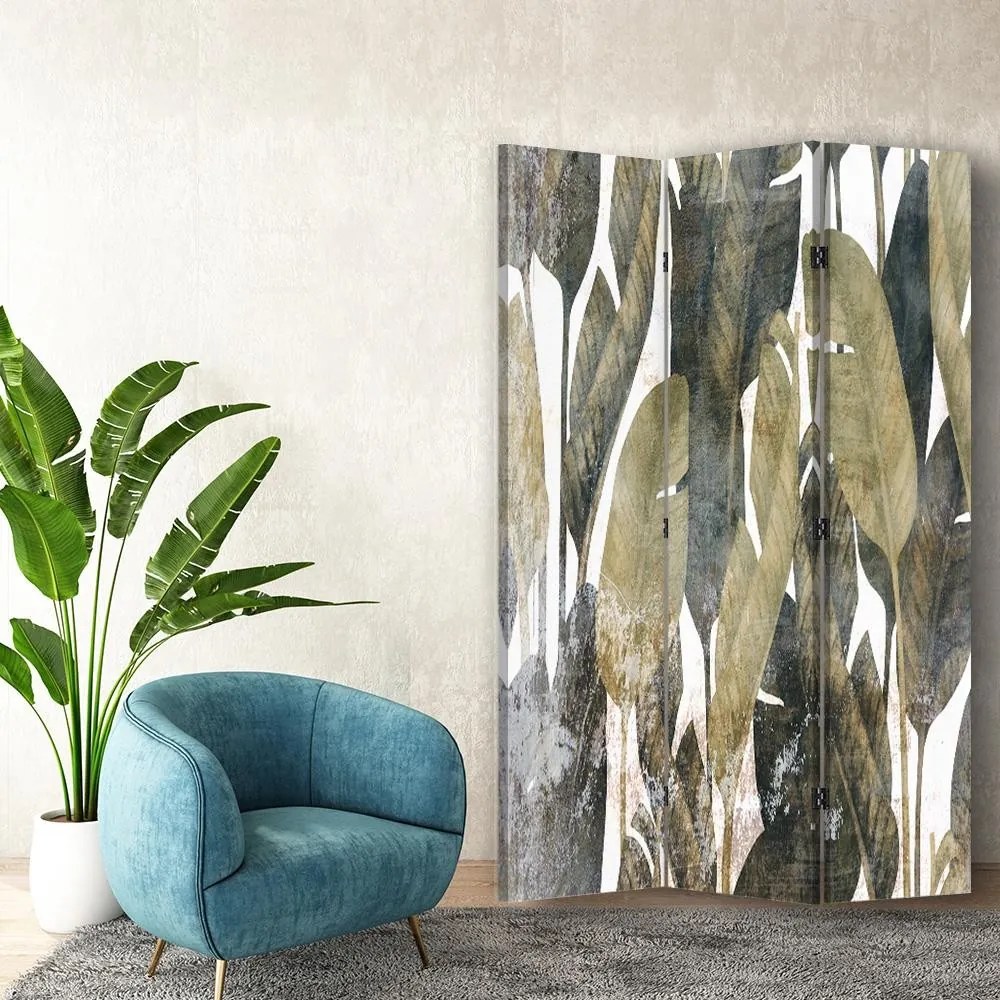 Gario Paraván Retro banánové listy Rozmery: 180 x 170 cm, Prevedenie: Otočný paraván 360°