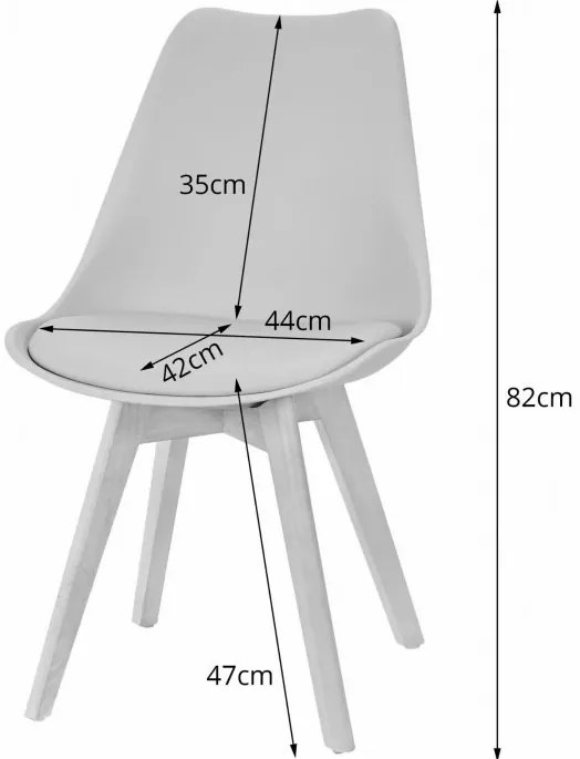 Set 4 stoličiek MARK sivé - hnedé nohy