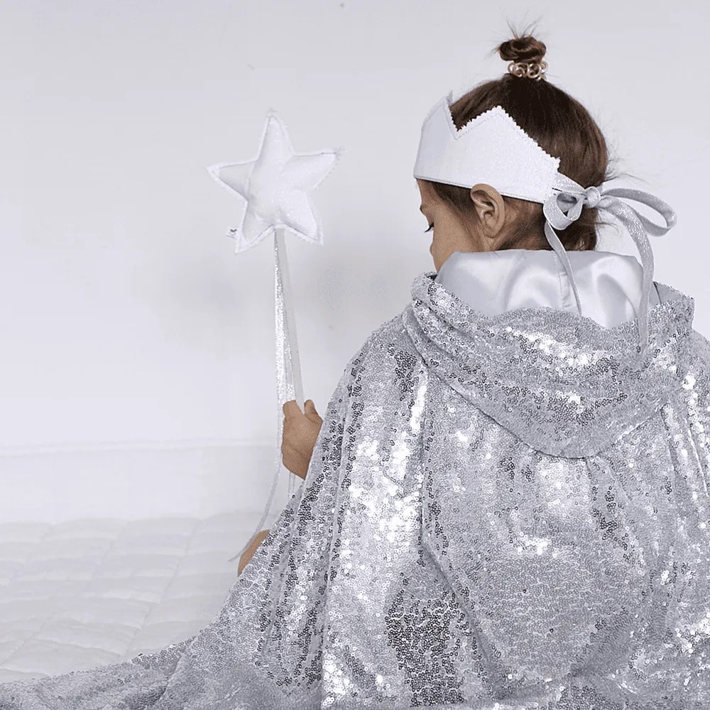 Ľanová kúzelná palička biela so striebrom