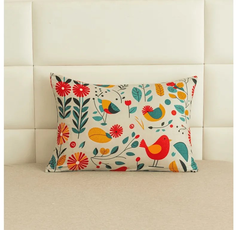 Dekoračná obliečka na vankúš RETRO BIRD 50x70 cm, farebná