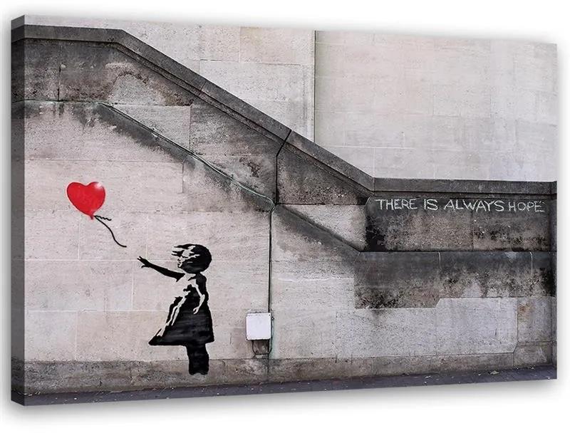 Obraz na plátně Banksy Dívka s balónkem - 90x60 cm