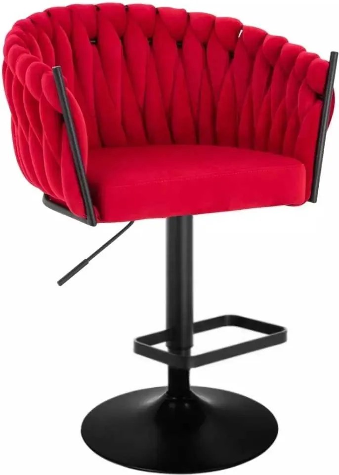 LuxuryForm DESIGN Barová stolička NORDEN VELUR na čiernom tanieri - červená