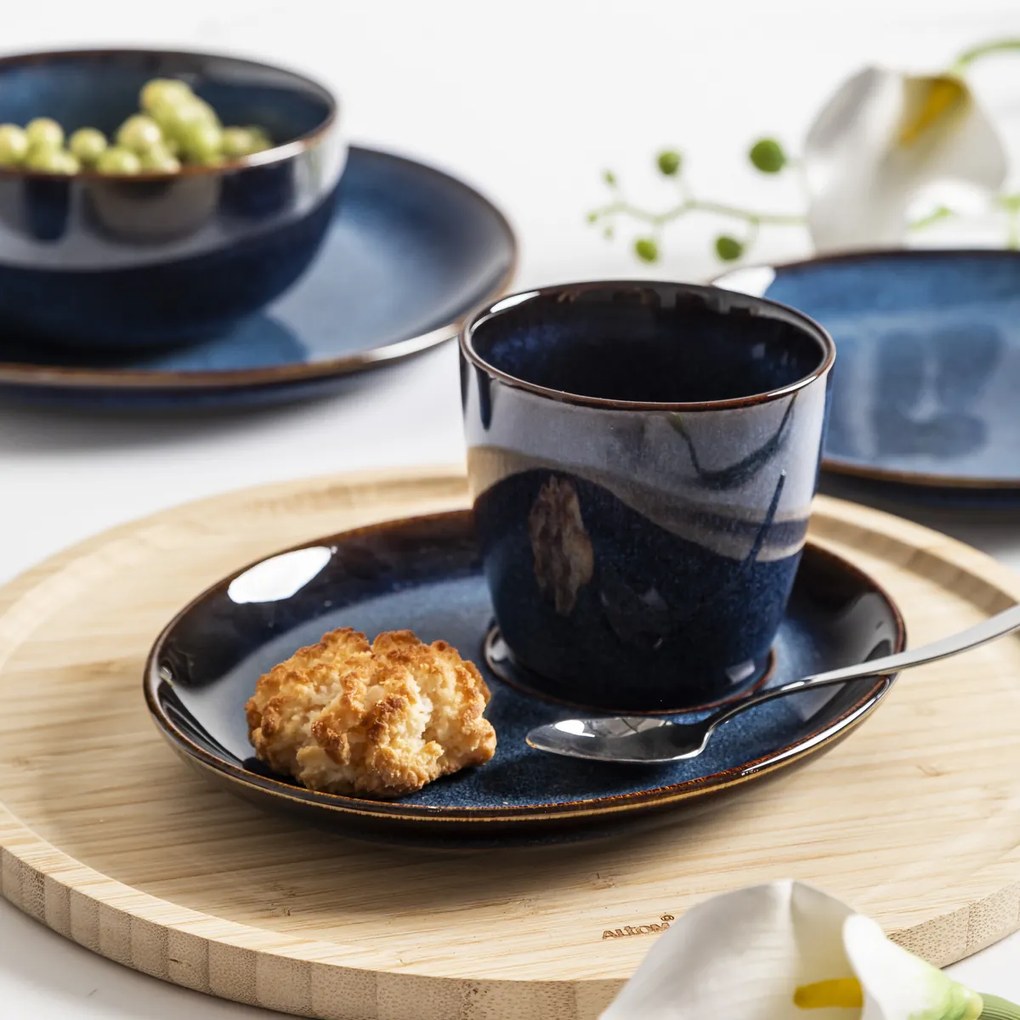 Altom Keramický šálok s tanierikom Reactive NavyBlue 310 ml