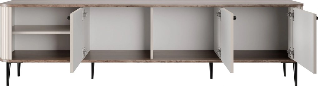 TV skrinka Vesper 3D 187 cm - kašmír / orech / čierne nohy