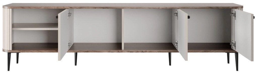 TV stolík Vespera 3D 187 cm - kašmírová / orech / čierne nožičky