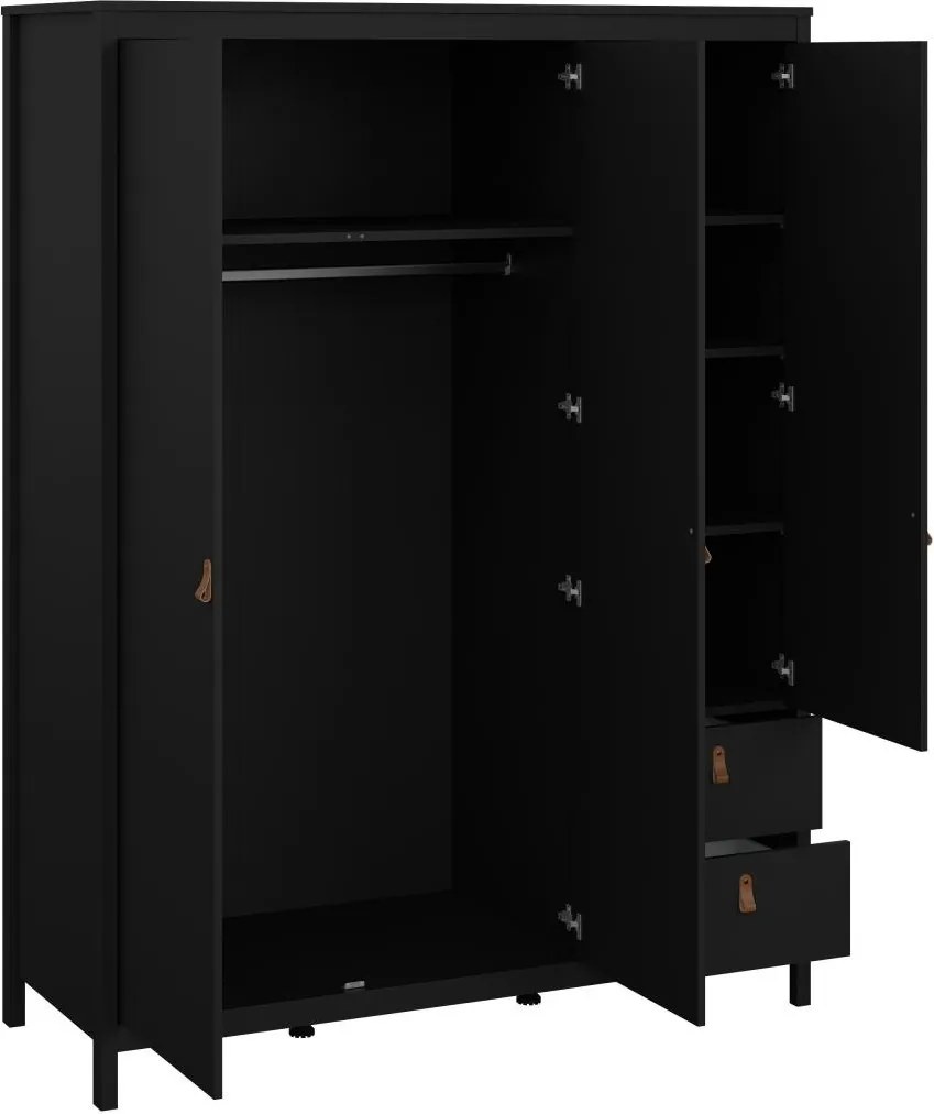 Šatníková skriňa Realty 150 cm so zrkadlom čierna