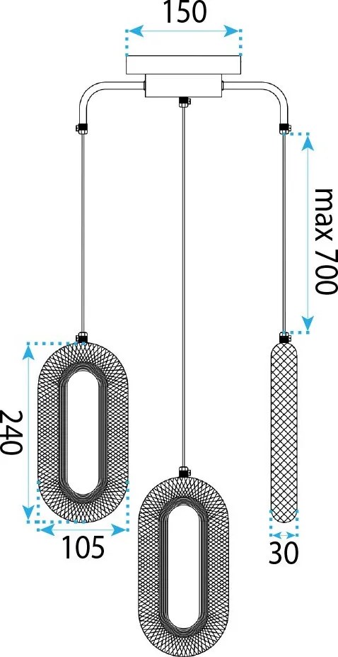 Toolight Toolight, ZÁVESNÉ STROPNÉ LED SVIETIDLO G173-3CP, zlatá lesklá, OSW-07817