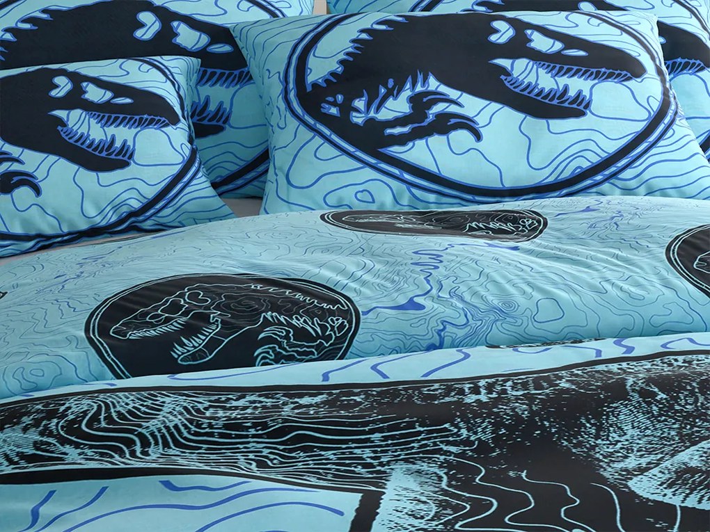 Svietiace bavlnené obliečky JURSKÝ SVET modré Rozmer obliečky: 70 x 90 cm | 140 x 200 cm