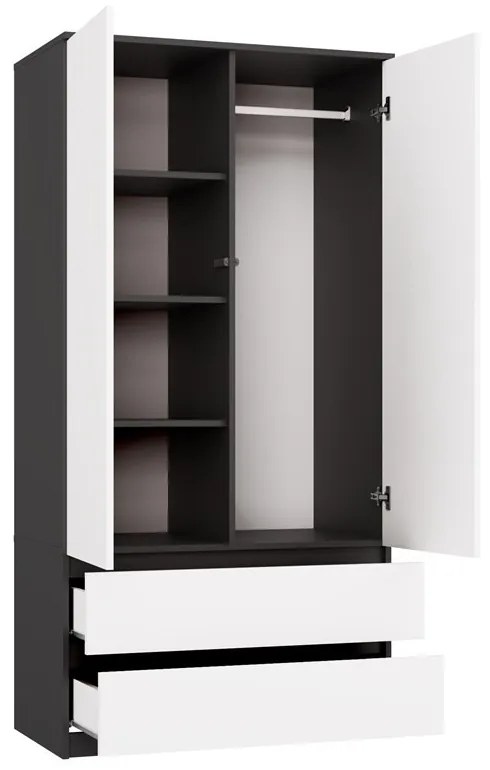 Šatníková skriňa Malwa SS-90 cm antracit/biela