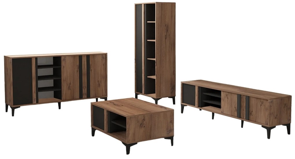 Súprava nábytku do obývačky Lacin borovica Atlantic/antracit