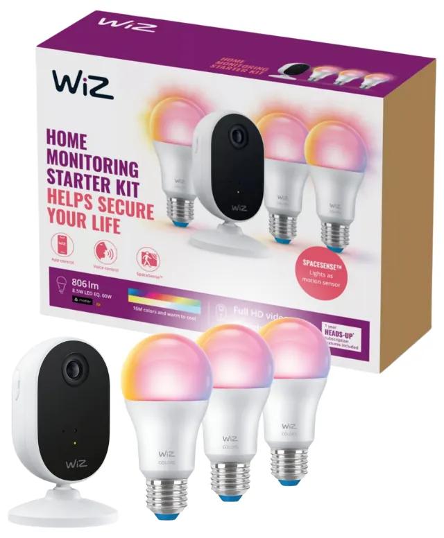 Philips Wiz Colors 8720169075016 Self-Monitoring Starter Kit monitorovacia sada biela + LED žiarovka 3-set E27 8,5W/806lm 2200-6500K+RGB
