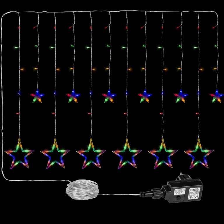 VOLTRONIC Vianočný záves,svietiace hviezdy, 150 LED, farebný