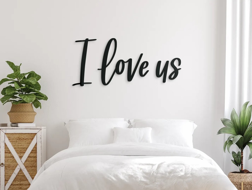 drevko Drevený nápis I love us Rozmer obrazu: 19 x 43 cm, Farba dekorácie: Čierna