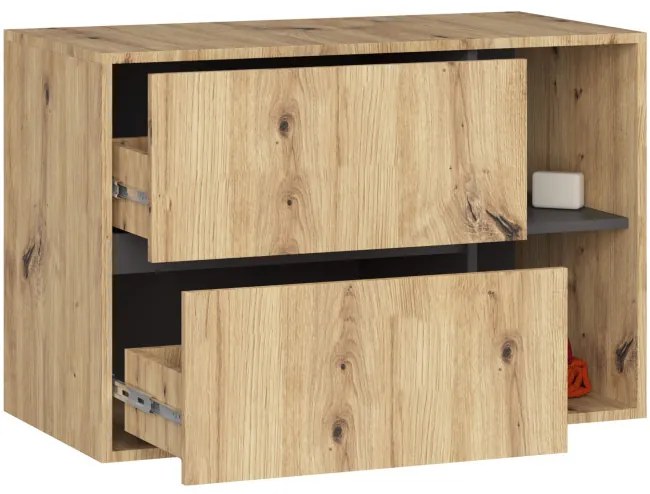 Skrinka pod umývadlo VAMI W90 2SZ dub artisan / grafitová