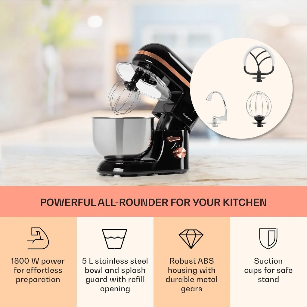 Klarstein Bella Elegance, kuchynský robot, 1800 W, 1,7 PS, 6 stupňov, 5 l