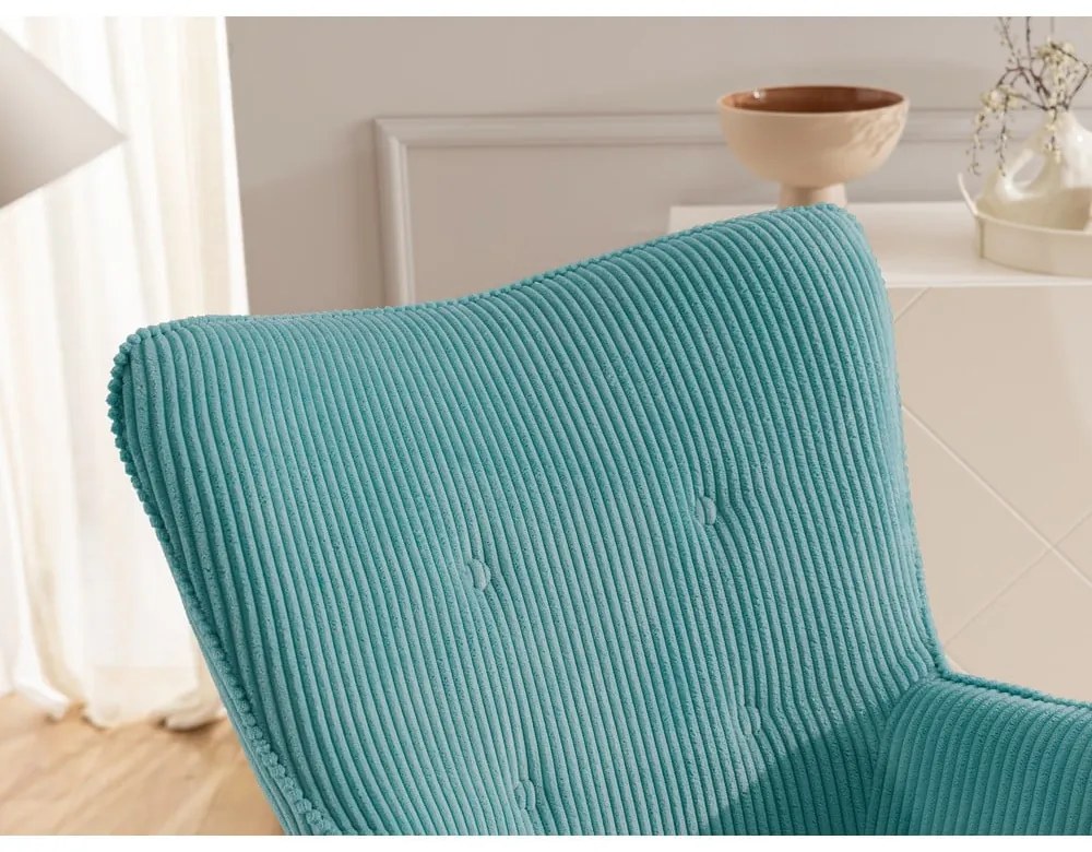 Tyrkysové menčestrové kreslo Niko – Ropez