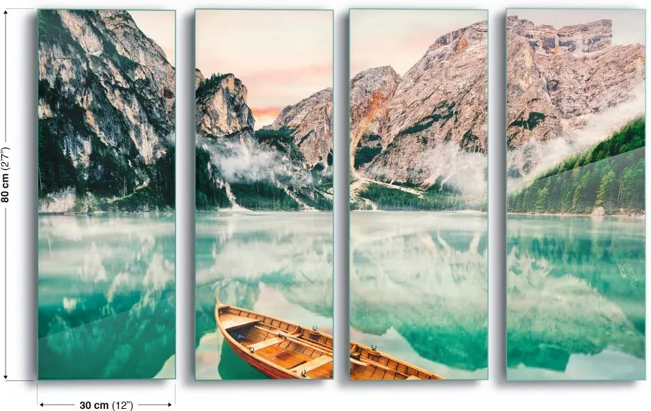 Obraz na skle GLIX - Turquoise Lake 4 x 30x80 cm