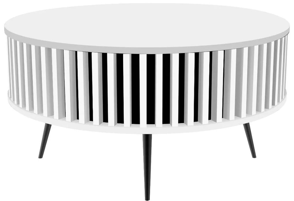 Okrúhly konferenčný stolík ELIOT biela + biele lamely
