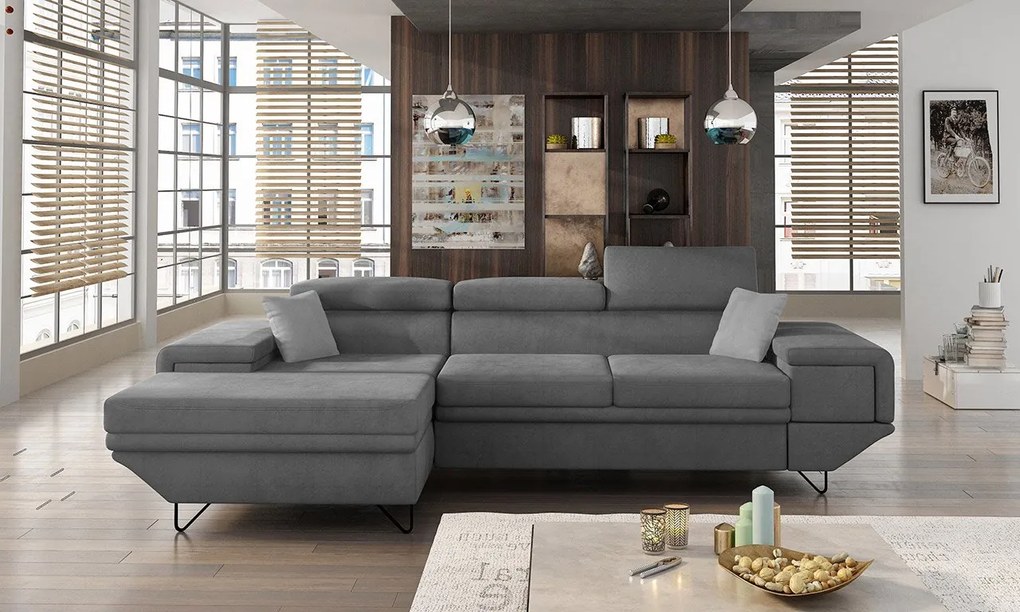 Moderná rohová sedacia súprava Arcadia, Dostupné poťahy: Zetta 297 + Zetta 297 + Zetta 296, Strana: pravá