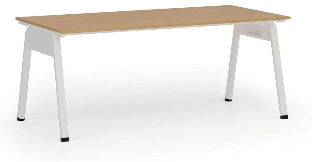 Kancelársky stôl PRIMO GAMMA, 1800 x 900 mm, biela podnož, buk