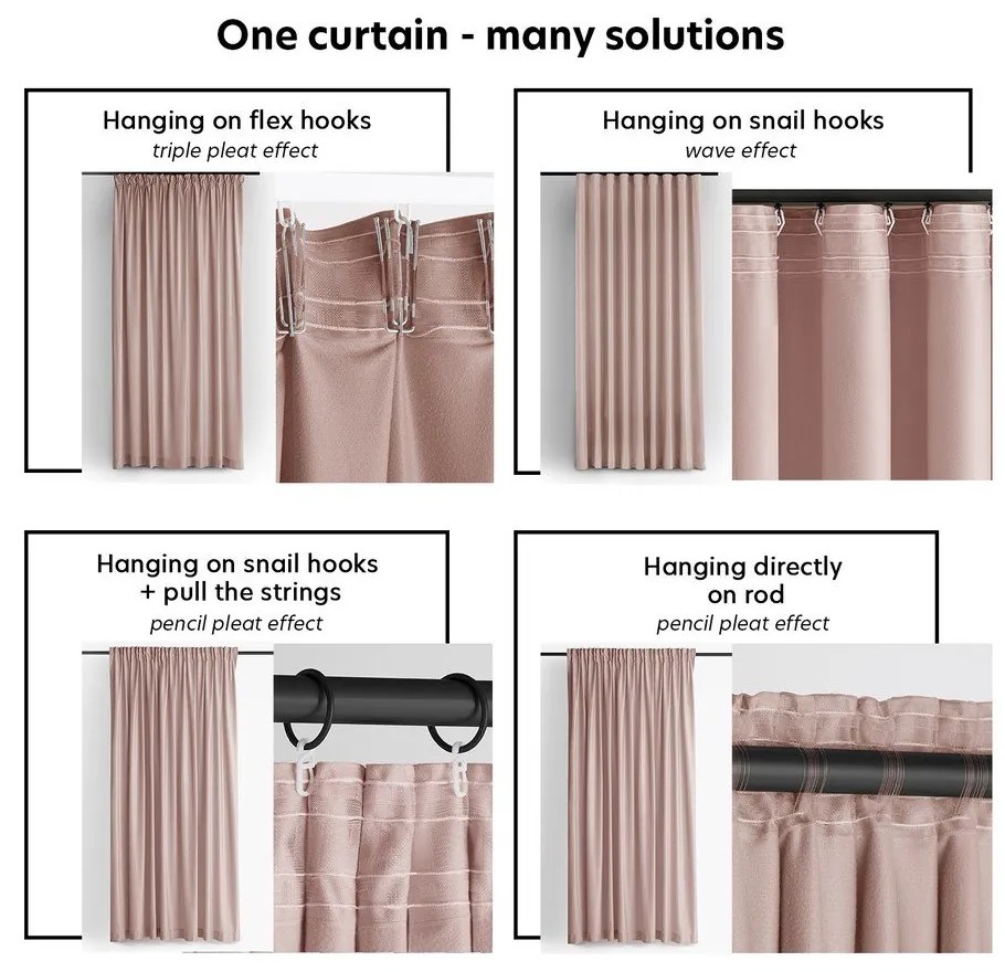 Svetloružový zamatový dimout záves 530x175 cm Velto – Filumi