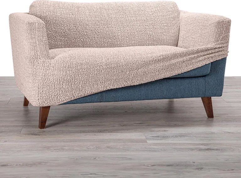 Bielastické poťahy GRAFITI NOVÉ béžové sedačka s otomanom vľavo (š. 170 - 300 cm)