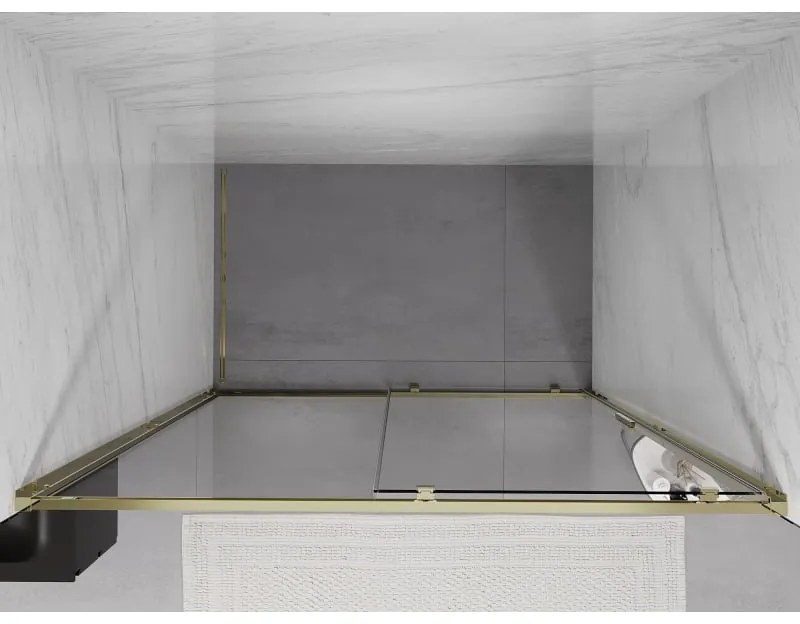 Mexen Exo, posuvné sprchové dvere 155 cm, číre sklo, zlatá, 8151-155-000-50-00