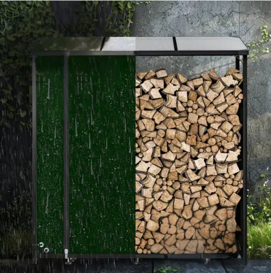 Prístrešok na palivové drevo CORINA, 198x163x70cm, antracitová/zelená Gardebruk