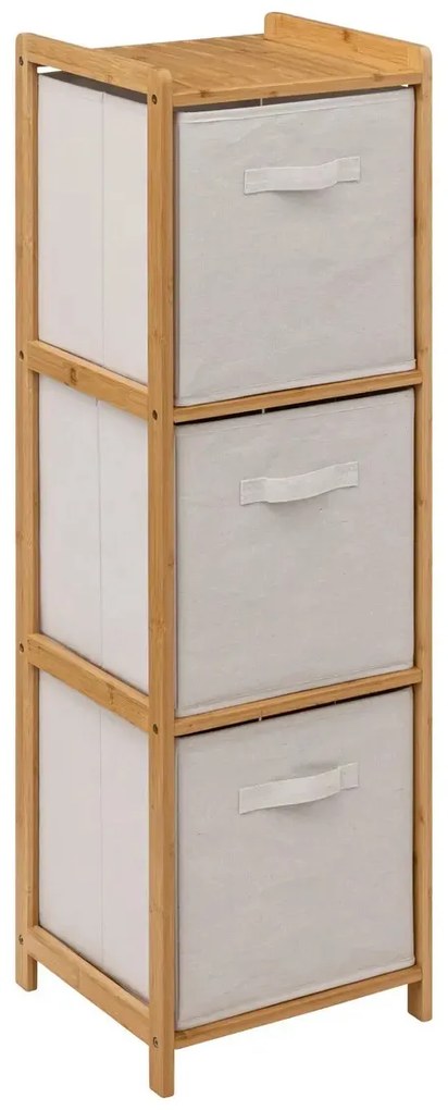 Polička do kúpeľne Tidy Box3, biela/s drevenými prvkami