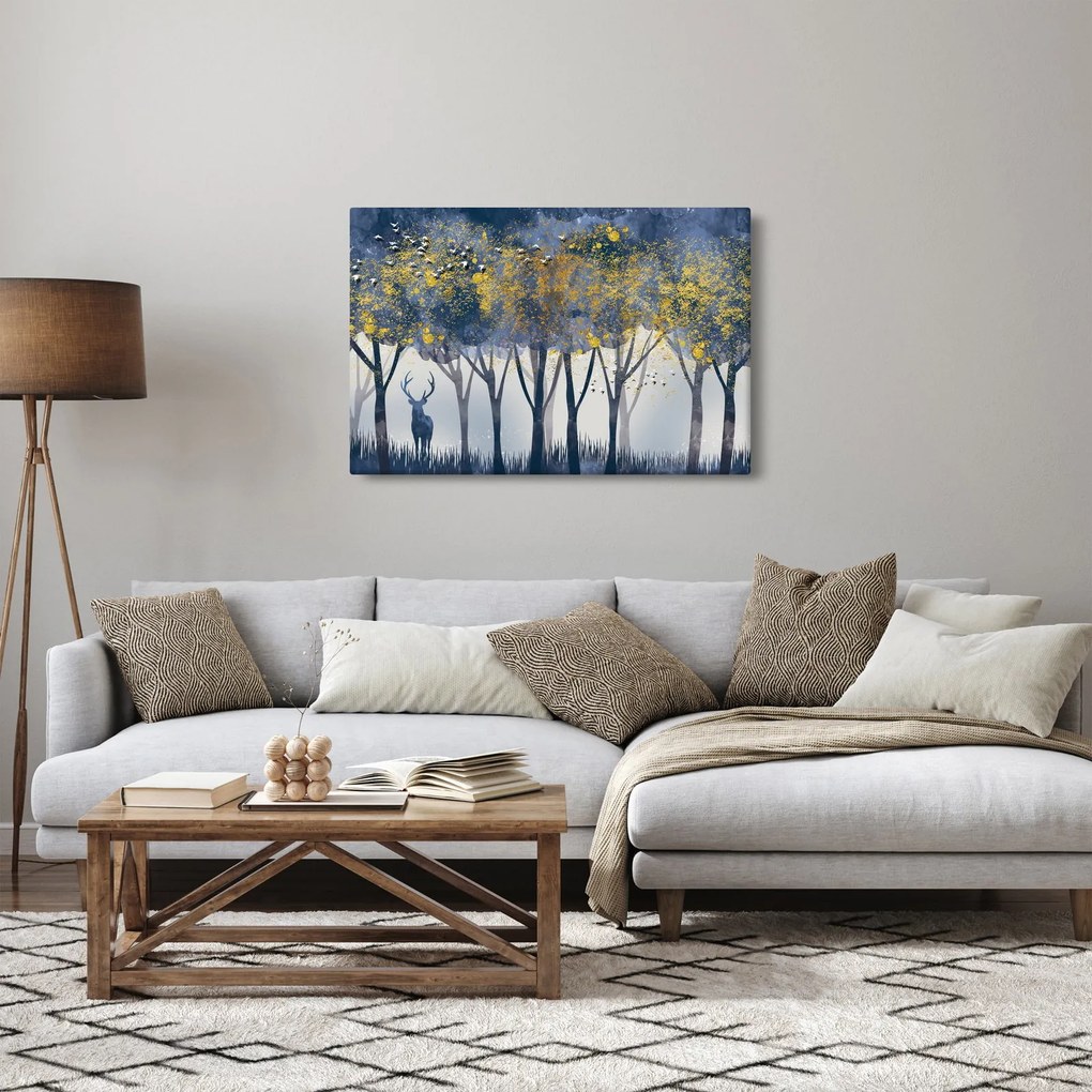 Obraz jeleňa v lese (90x60 cm)