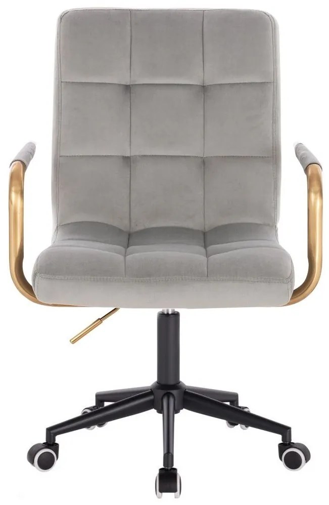 LuxuryForm DESIGN Stolička VERONA GOLD VELUR na čiernej podstave s kolieskami - svetlo šedá