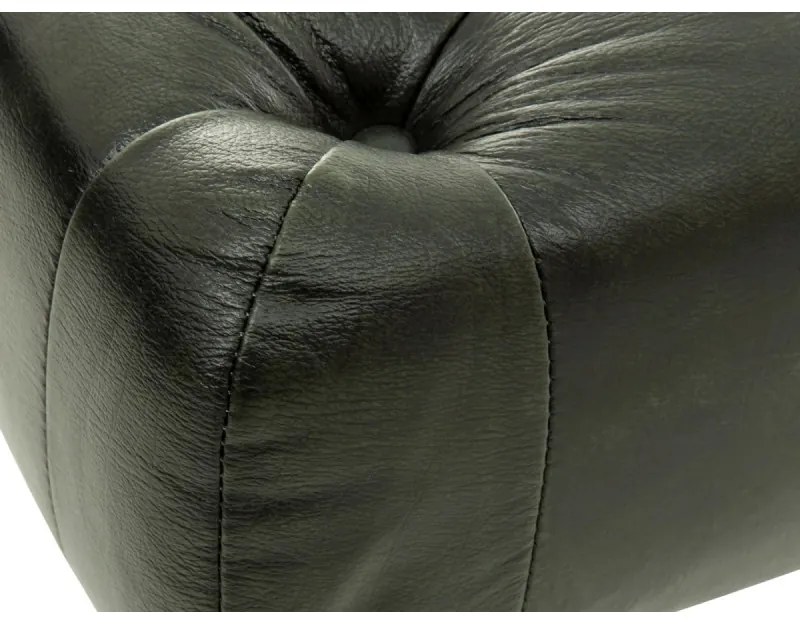 furniture-nabytek.cz - Masívny taburet Chesterfield Kingsfield z pravej kože, zelený – 61×46×43 cm