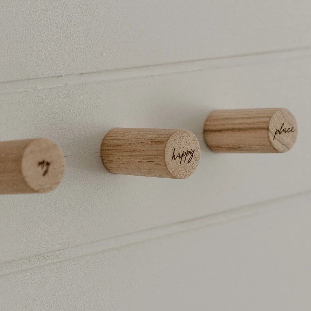 Eulenschnitt Drevené háčiky Oak Wood My Happy Place – set 3 ks