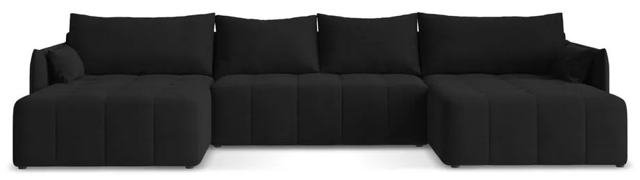 Čierna rozkladacia/s úložným priestorom rohová pohovka (do tvaru "U") Moku – Makamii