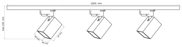 Bodové svietidlo do lištového systému SQUARE 3xGU10/10W/230V + 1 m lištový systém