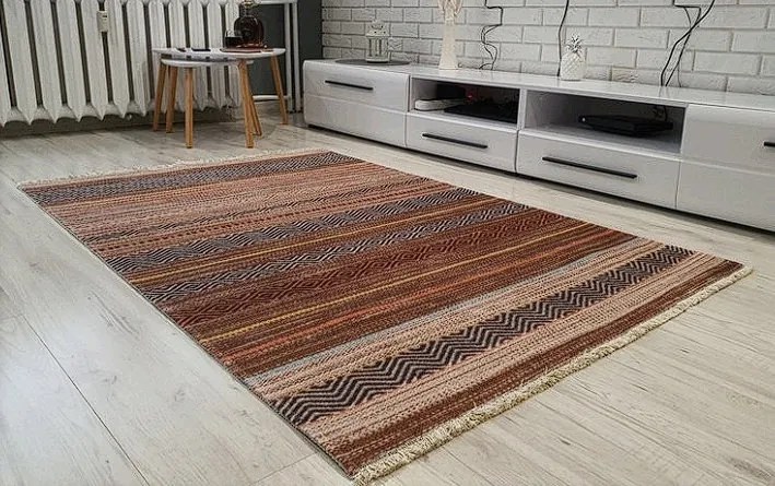 Moderný viacfarebný koberec Banco 1049 – hnedý odtieň Rozmer: 155x230 cm