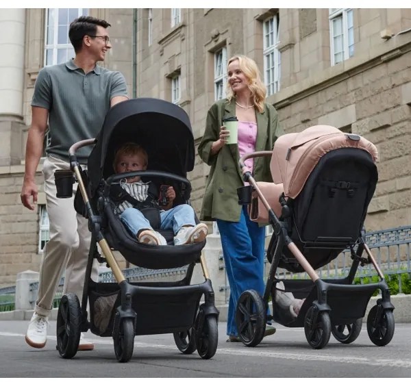 KINDERKRAFT - Kombinovaný kočík 3v1 MOOV 2 Pure black + autosedačka MINK PRO