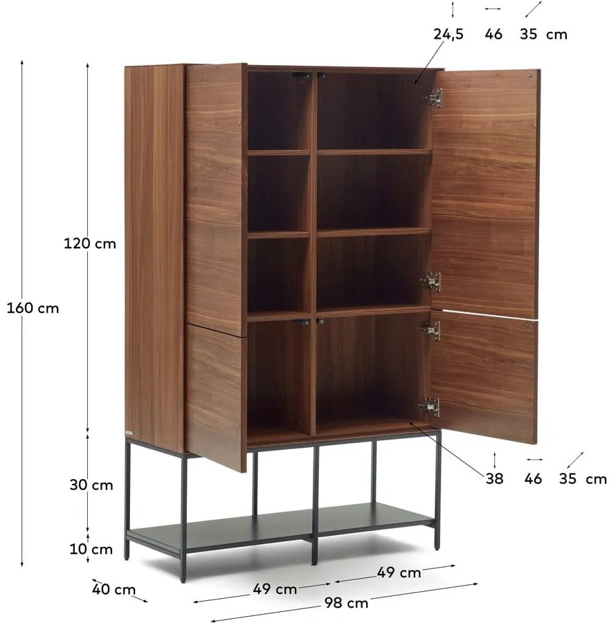 Skrinka v dekore orecha v prírodnej farbe 97,5x160 cm Vedrana – Kave Home