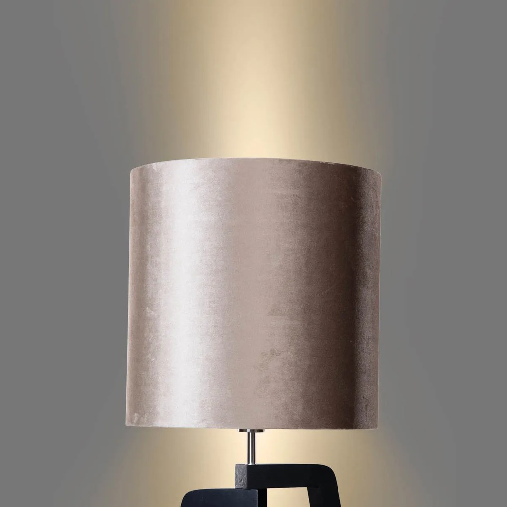 Stojacia lampa čierna s tienidlom z hnedej zamatovej látky 50 cm - Puros