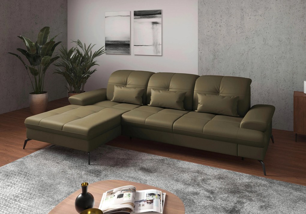 XXXLutz ROHOVÁ SEDAČKA, textil, koža, olivovozelená Sit & More - Sedačky - 000144011744