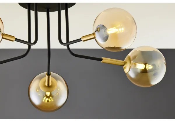 Jupiter 2038 - Luster na tyči BURANO 5xG9/10W/230V čierna/zlatá/béžová