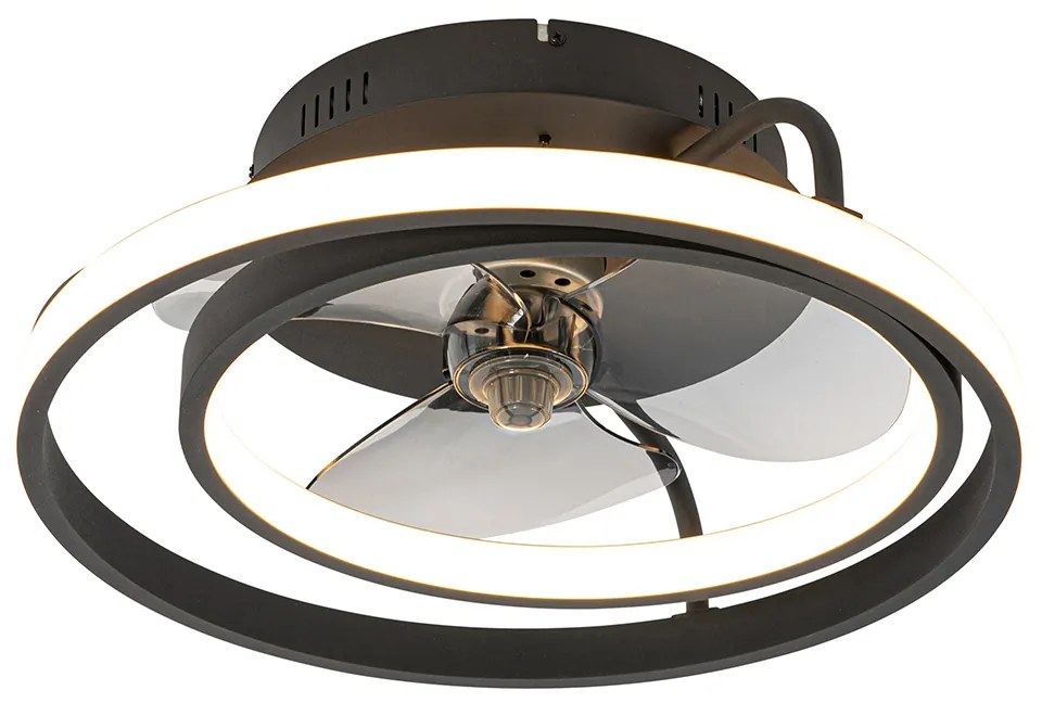 Stropný ventilátor čierny vrátane LED s diaľkovým ovládaním - Kees