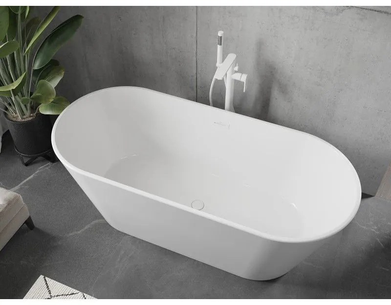 Mexen Flavia, voľne stojaca vaňa 160 x 75 cm, biela, biely prepad, 54031608000-20
