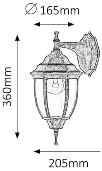 Rabalux 8451 - Vonkajšie nástenné svietidlo NIZZA 1xE27/60W/230V