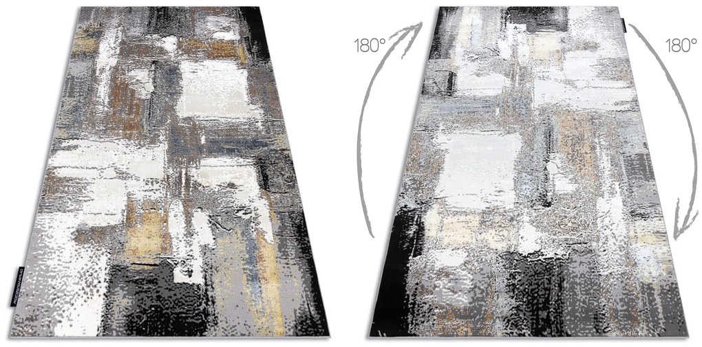 Moderný koberec DE LUXE 633 Abstrakcia - Štrukturálny krém / zlatý