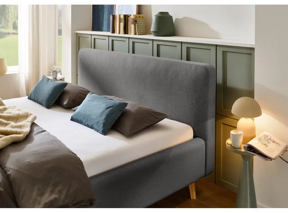 Tmavosivá čalúnená jednolôžková posteľ bez roštu 120x200 cm Mattis – Meise Möbel