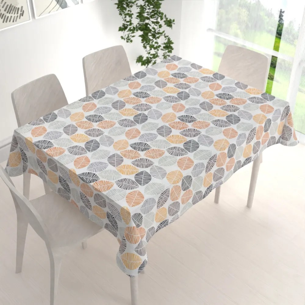 Biante Dekoračný obdĺžnikový obrus Leona LN-136 Hnedé a oranžové lístky 50x100 cm