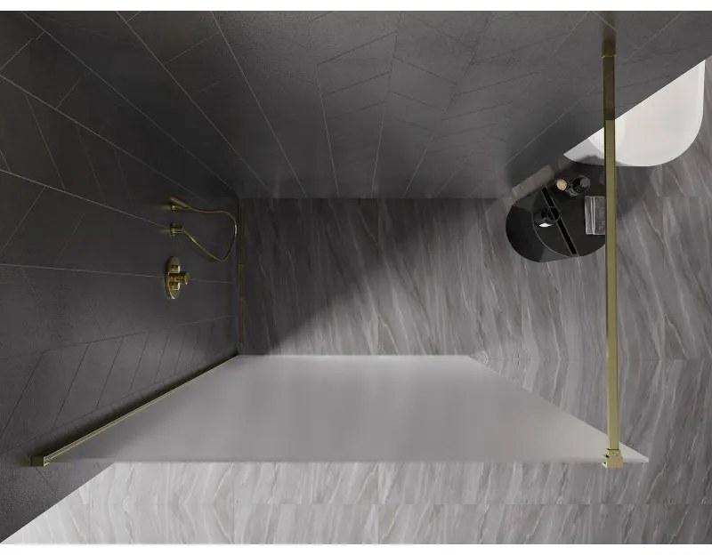 Mexen Kioto-X, sprchová zástena 130 x 200 cm, 10mm sklo námraza, zlatý lesklý profil, 800-130-101-50-30-X