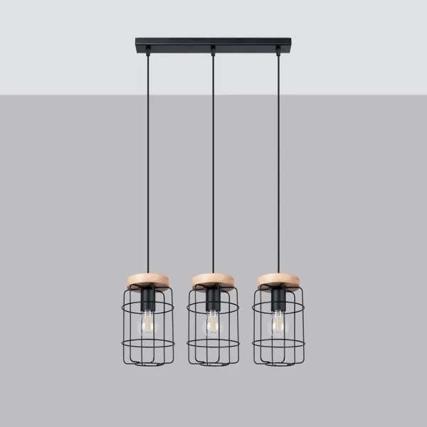 Sollux SL.1264 - Luster na lanku GOTTO 3xE27/15W/230V čierna