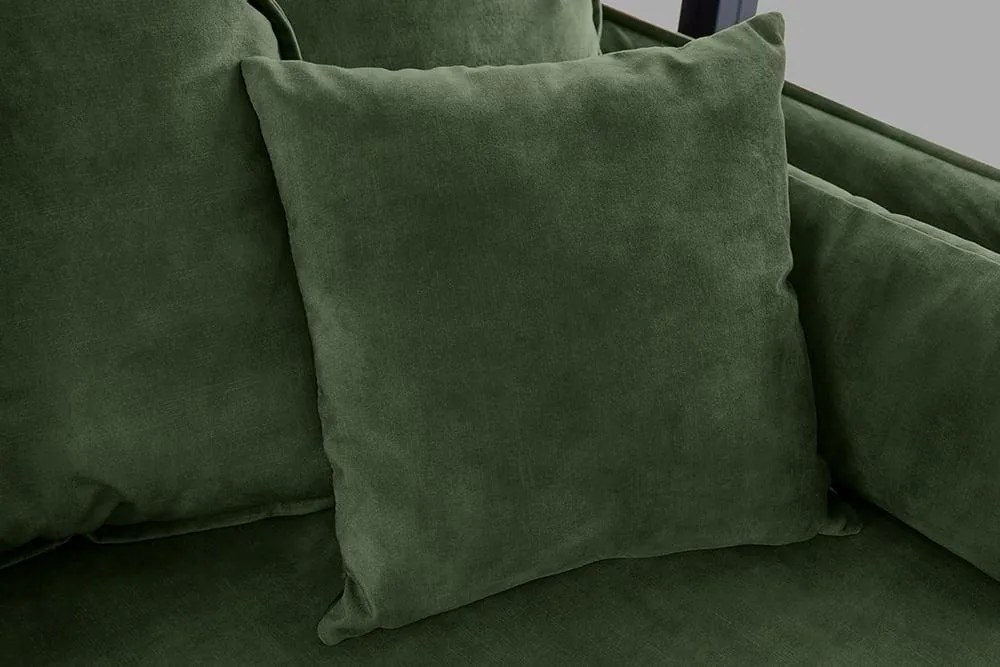 Invicta Interior - Pohovka 3-miestna HEAVEN 210 cm, zamat, odnímateľný poťah, tmavo zelená